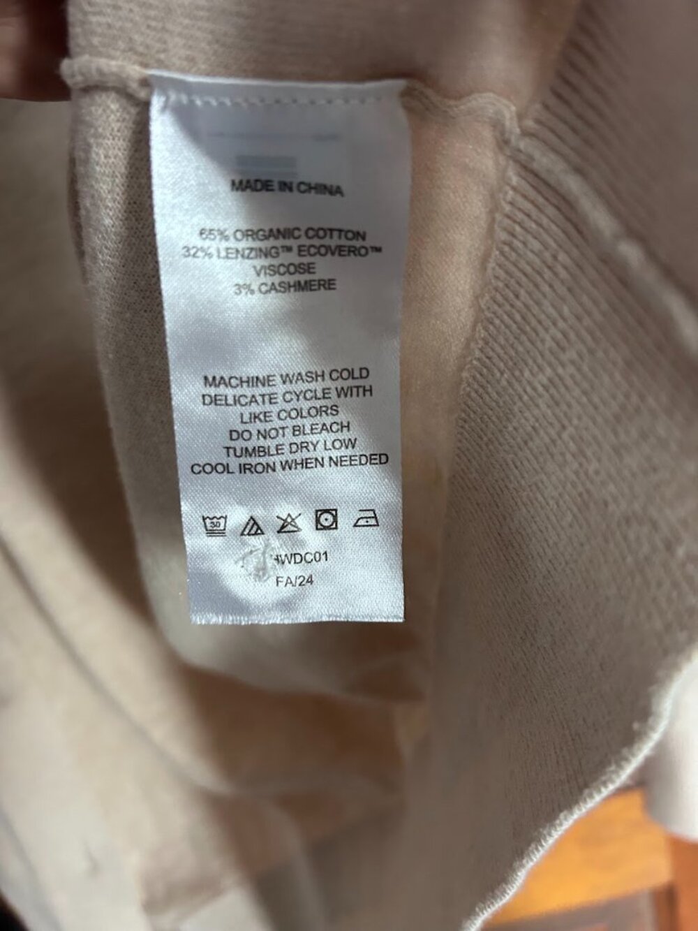 Quince Organic Cotton Blend Open Front Cardigan | Cashmere Blend | Neutral Beige - Picture 4 of 5